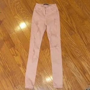 Fashion Nova Pink Destroyed Jeans Size 1